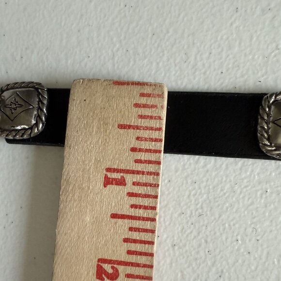 Vintage 90s Concho Jointed Leather Belt Women's XL Black Silver-Tone Western - Picture 6 of 6